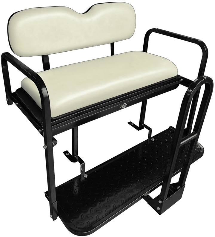 SGC NOMAD Rear Flip Seat Kit for Club Car Precedent / Tempo / Onward – White Cushions, Cargo Bed, Grab Bar & Trailer Hitch — included bundle component