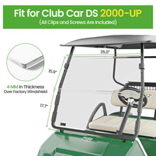 Load image into Gallery viewer, Acrylic Golf Cart Windshield for Club Car DS – 4mm Clear/Tinted Foldable Shield with Anti-UV Protection