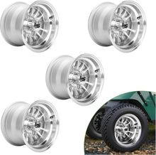 Load image into Gallery viewer, Aluminum Golf Cart Wheel Rims 10" Upgraded 4-Piece Set with SS Center Caps