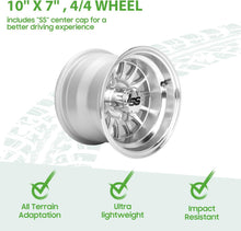 Load image into Gallery viewer, Aluminum Golf Cart Wheel Rims 10" Upgraded 4-Piece Set with SS Center Caps