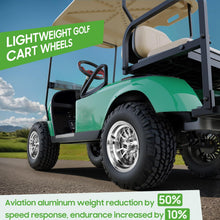 Load image into Gallery viewer, Aluminum Golf Cart Wheel Rims 10" Upgraded 4-Piece Set with SS Center Caps