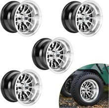 Load image into Gallery viewer, Aluminum Golf Cart Wheel Rims 10" Upgraded 4-Piece Set with SS Center Caps