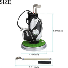 Load image into Gallery viewer, Black and Silve Mini Desktop Golf Bag Pen Holder with Golf Pens Clock Novelty Gift