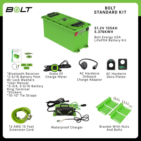 BOLT Energy 51.2V 105Ah Thin complete lithium battery conversion kit