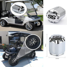 Load image into Gallery viewer, Chrome Golf Cart Center Caps &amp; Lug Nuts Kit (4 Caps + 16 Nuts) - Fits EZGO, Club Car