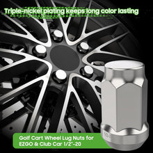 Load image into Gallery viewer, Chrome Golf Cart Center Caps &amp; Lug Nuts Kit (4 Caps + 16 Nuts) - Fits EZGO, Club Car