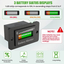 Load image into Gallery viewer, Golf Cart Battery Gauge – Accurate, Waterproof &amp; Multi-Voltage LED Indicator
