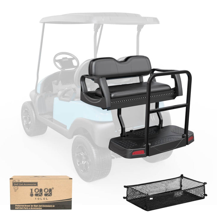 Golf Cart Flip-Fold Rear Seat Kit with Multi-Fold Cargo Bed for Club Car Precedent, Tempo, Onward