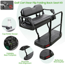 Load image into Gallery viewer, Golf Cart Rear Flip Seat for Club Car DS – Heavy-Duty Alloy Steel Frame w/ PE Cargo Deck
