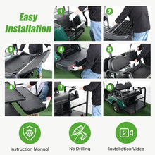 Load image into Gallery viewer, Golf Cart Rear Seat Kit 180° Flip Design for EZGO RXV with Padded Seat, Safety Armrest Cup Holder, Non-slip Pedal