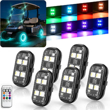 Load image into Gallery viewer, Golf Cart Strobe Light Kit – 6-Pack RGB Warning Lights with Remote Control