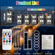 Load image into Gallery viewer, Golf Cart Strobe Light Kit – 6-Pack RGB Warning Lights with Remote Control
