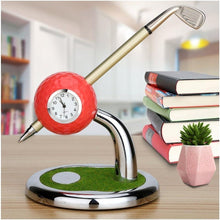 Load image into Gallery viewer, Golf Pen and Pen Holder with Clock Golf Accessories Desktop Decoration Gift