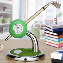 Load image into Gallery viewer, Golf Pen and Pen Holder with Clock Golf Accessories Desktop Decoration Gift