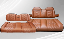 Load image into Gallery viewer, Brown Kozip front and rear seat cushions with black piping