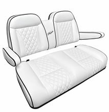 Load image into Gallery viewer, KOZIP Aeris white front seat cushions with black piping for Club Car DS; front cushion component of the bundle