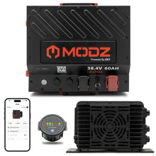 Load image into Gallery viewer, MODZ 36V 60Ah Nano lithium battery with charger, charge meter and mobile app display