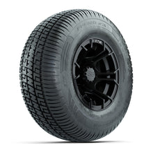 Load image into Gallery viewer, GTW 10″ Spyder Matte Black Wheels &amp; 205/65-R10 Fusion S/R Tires – Set of 4