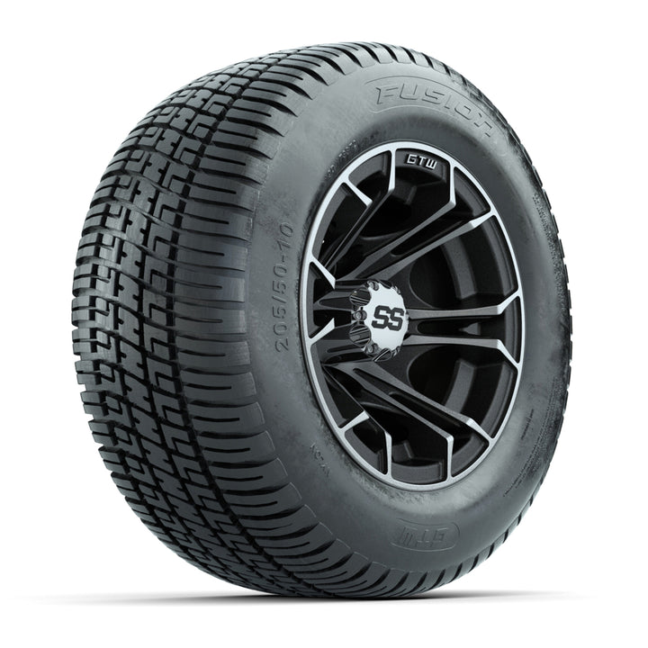 GTW 10″ Spyder Machined/Matte Gray Wheels & 205/50-10 Fusion Tires – Set of 4