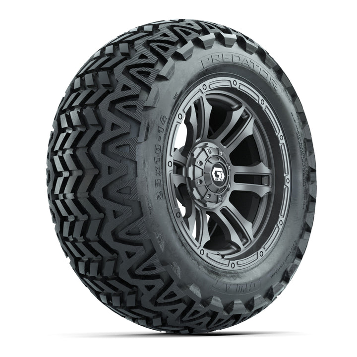 GTW 14″ Shogun Gunmetal Wheels & 23x10-14 Predator Tires – Set of 4
