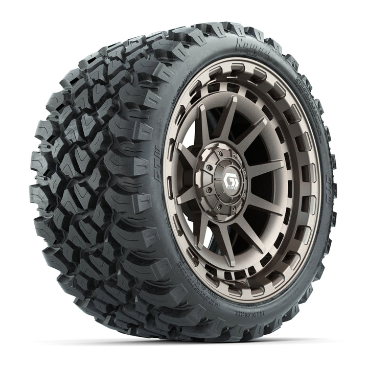 GTW 15″ Barricade Satin Bronze Wheels & 23x10-R15 Nomad Tires – Set of 4