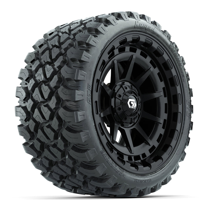 GTW 15″ Barricade Gloss Black Wheels & 23x10-R15 Nomad Tires – Set of 4