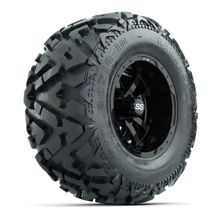 GTW 10″ Storm Trooper Black Wheels & 20x10-10 Barrage Tires – Set of 4