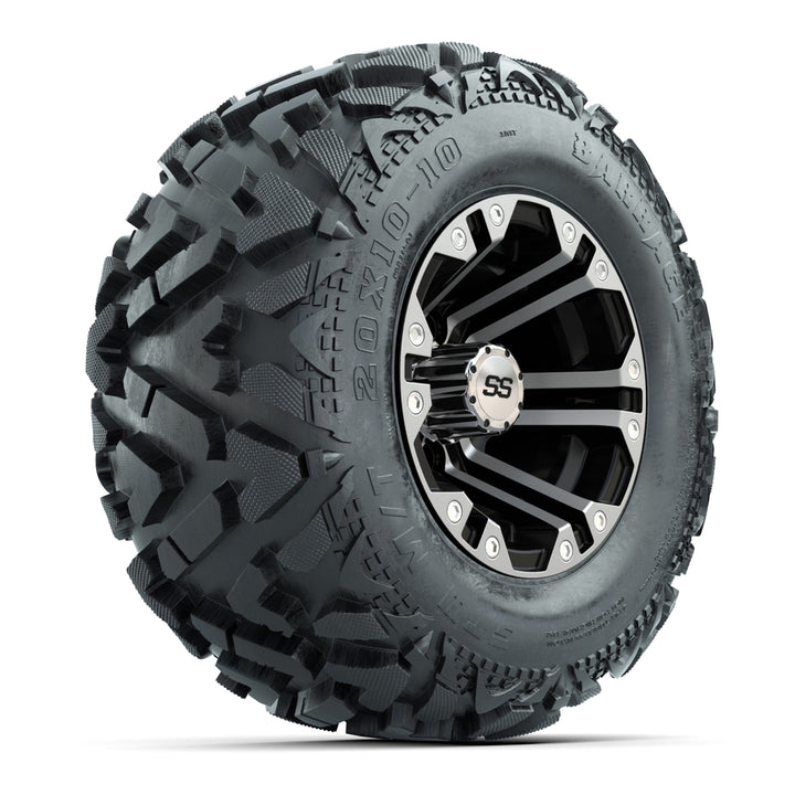 GTW 10″ Specter Machined/Black Wheels & 20x10x10 Barrage Tires – Set of 4