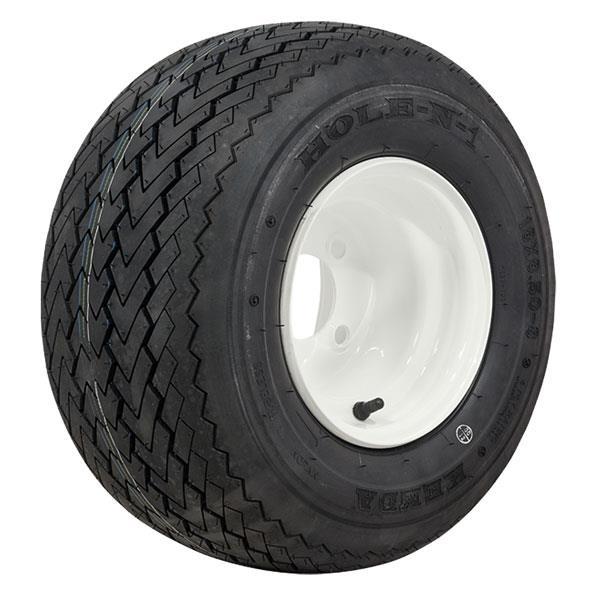 GTW 8″ Steel White Wheels & 18x8.5-8 Hole-N-1 Tires – Set of 4