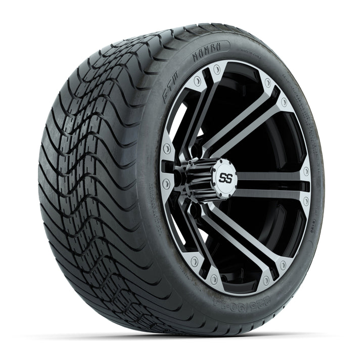 GTW 14″ Specter Black/Machined Wheels & 225/30-14 Mamba Tires – Set of 4