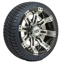 Load image into Gallery viewer, GTW 10″ Tempest Black/Machined Wheels &amp; 205/50-10 Fusion Tires – Set of 4