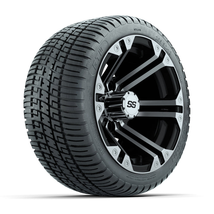 GTW 12″ Specter Black/Machined Wheels & 205/30-12 Fusion Tires – Set of 4