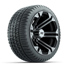 Load image into Gallery viewer, GTW 12″ Specter Black/Machined Wheels &amp; 205/30-12 Fusion Tires – Set of 4