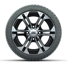 Load image into Gallery viewer, GTW 12″ Specter Black/Machined Wheels &amp; 205/30-12 Fusion Tires – Set of 4 — additional view