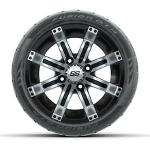 Load image into Gallery viewer, GTW 12″ Tempest Black/Machined Wheels &amp; 215/40-R12 Fusion GTR Tires – Set of 4 — additional view