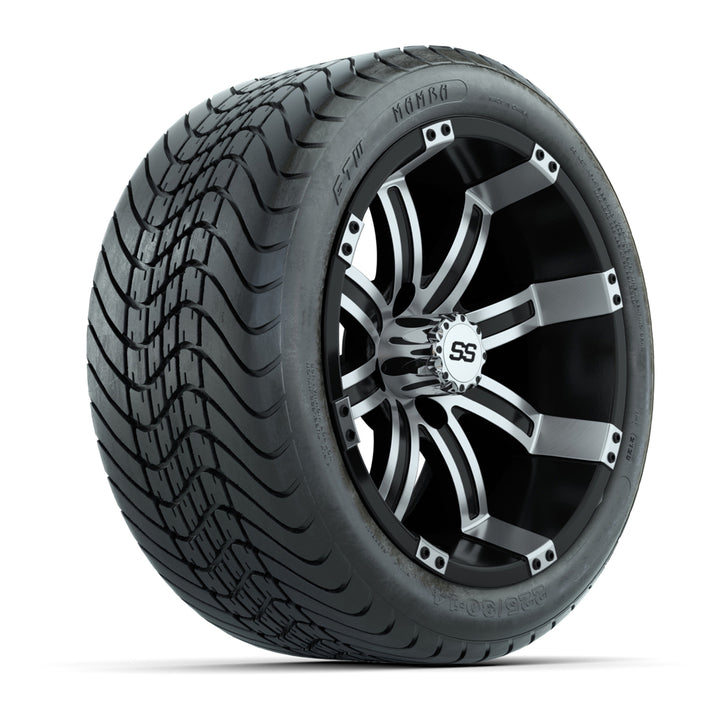 GTW 14″ Tempest Black/Machined Wheels & 225/30-14 Mamba Tires – Set of 4