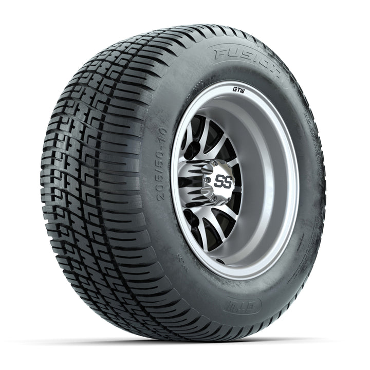 GTW 10″ Medusa Black/Machined Wheels & 205/50-10 Fusion Tires – Set of 4