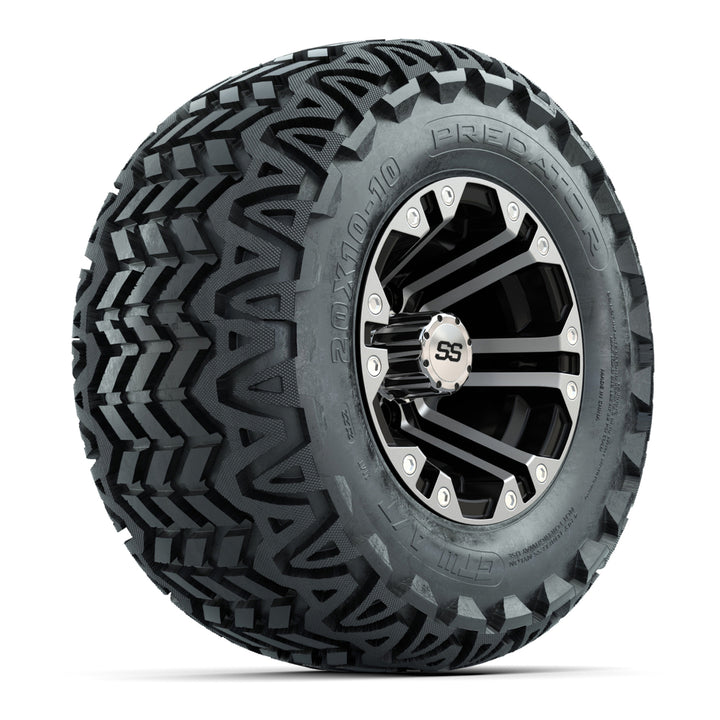 GTW 10″ Specter Black/Machined Wheels & 20″ Predator Tires – Set of 4