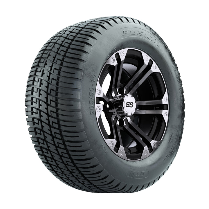 GTW 10″ Specter Black/Machined Wheels & 205/50-10 Fusion Tires – Set of 4