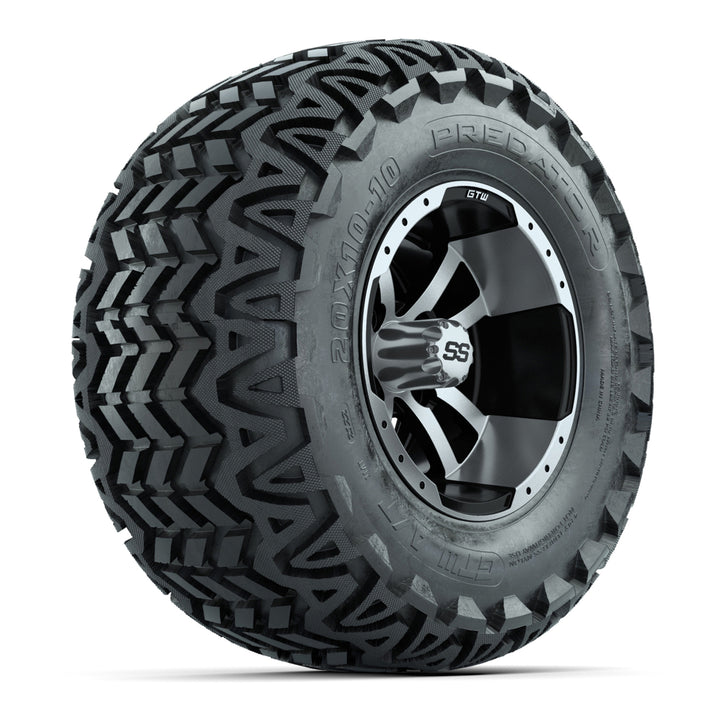 GTW 10″ Storm Trooper Machined/Black Wheels & 20″ Predator Tires – Set of 4