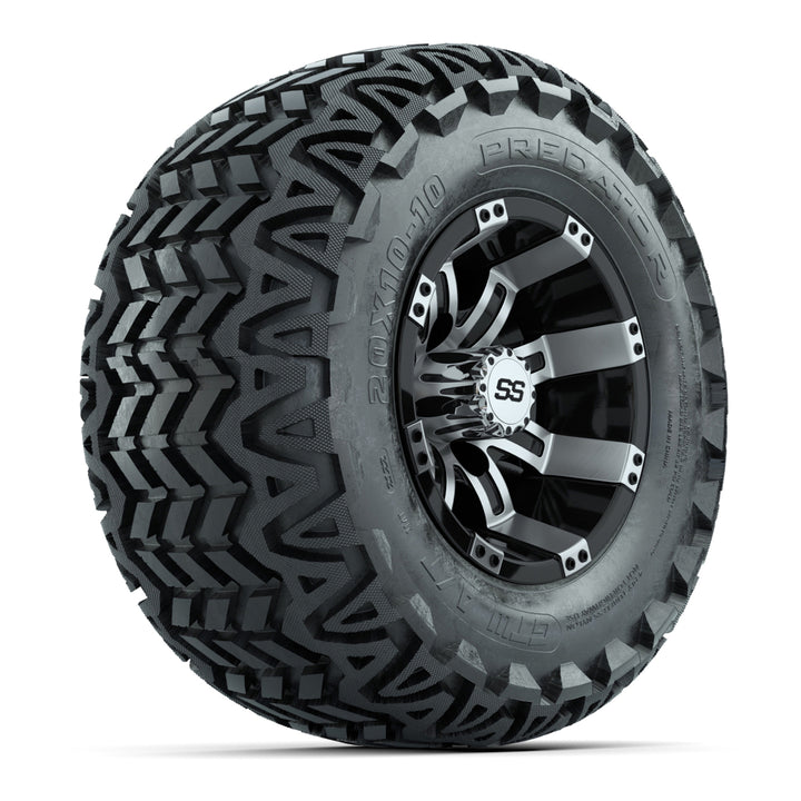 GTW 10″ Tempest Machined/Black Wheels & 20″ Predator Tires – Set of 4