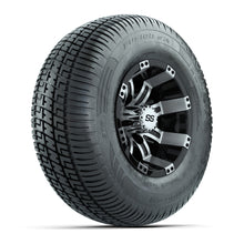 Load image into Gallery viewer, GTW 10″ Tempest Machined/Black Wheels &amp; 205/65-10 Fusion Tires – Set of 4