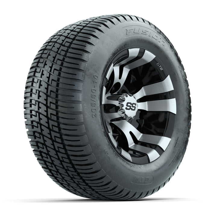 GTW 10″ Vampire Black/Machined Wheels & 205/50-10 Fusion Tires – Set of 4