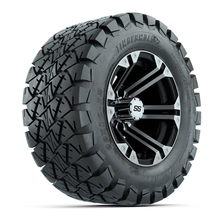 GTW 12″ Specter Black/Machined Wheels & 22″ Timberwolf Tires – Set of 4