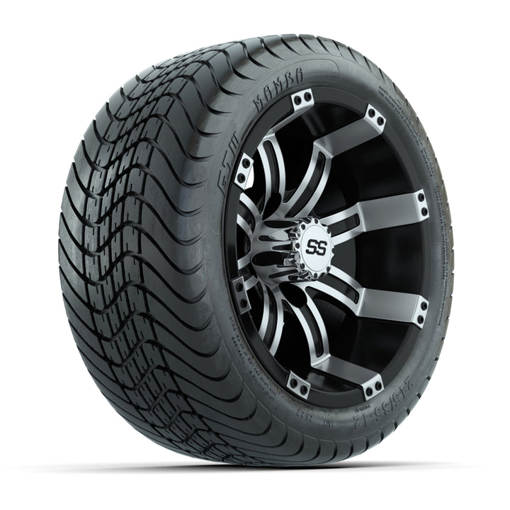 GTW 12″ Tempest Black/Machined Wheels & 215/35-12 Mamba Tires – Set of 4
