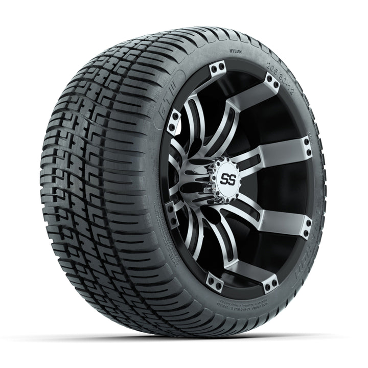GTW 12″ Tempest Machined/Black Wheels & 205/30-12 Fusion Tires – Set of 4