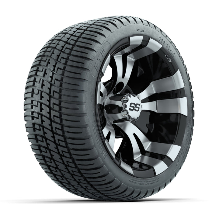 GTW 12″ Vampire Black/Machined Wheels & 205/30-12 Fusion Tires – Set of 4