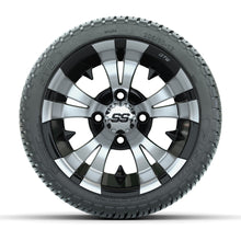 Load image into Gallery viewer, GTW 12″ Vampire Black/Machined Wheels &amp; 205/30-12 Fusion Tires – Set of 4 — additional view