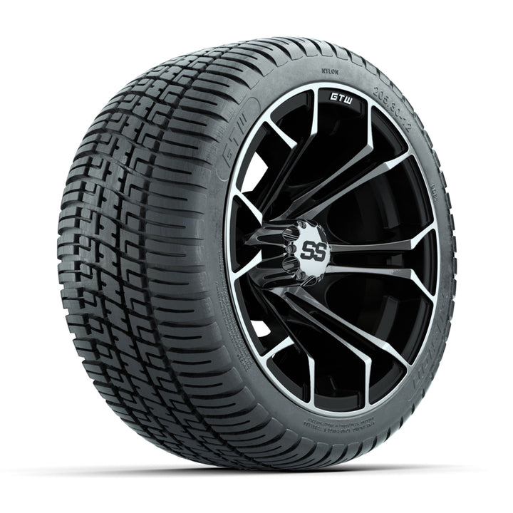 GTW 12″ Spyder Machined/Black Wheels & 205/30-12 Fusion Tires – Set of 4