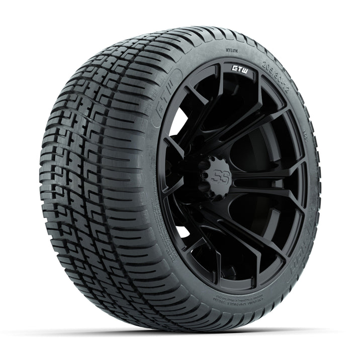 GTW 12″ Spyder Matte Black Wheels & 205/30-12 Fusion Tires – Set of 4